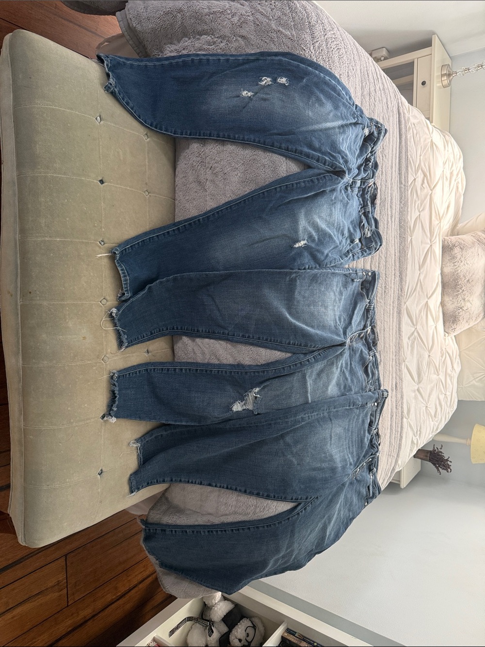 Three pairs of Liverpool Distressed Blue Boyfriend Jeans size 12.